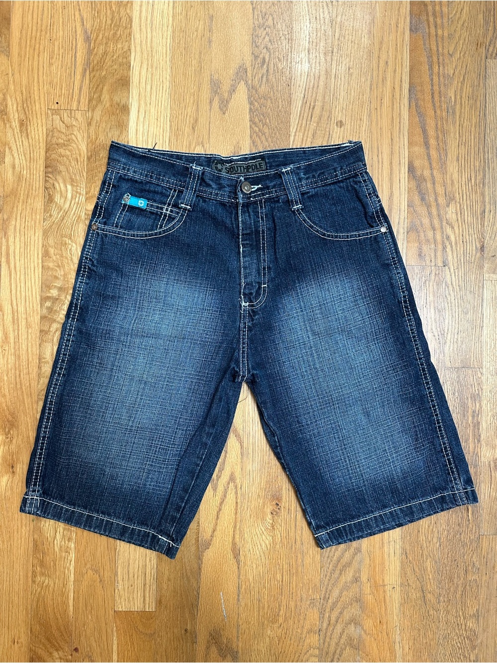 South Pole Men's Dark Blue Wash Denim Shorts